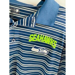 Starter Seahawks Polo‎ Shirt Striped NFL Football Fan Apparel Mens Large